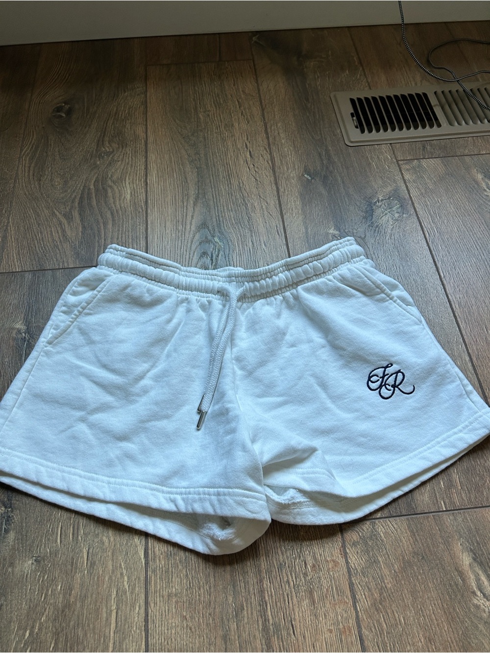 comfy white embroidered shorts